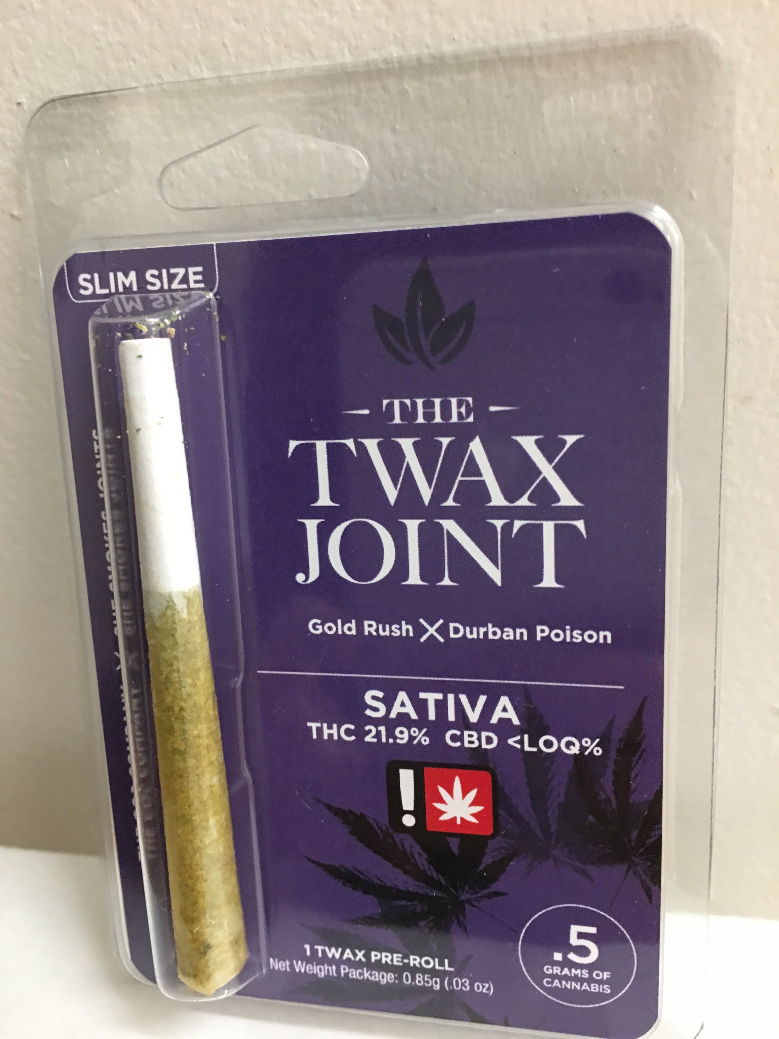 Twax Joint - Gold Rush x Durban Poison .5g