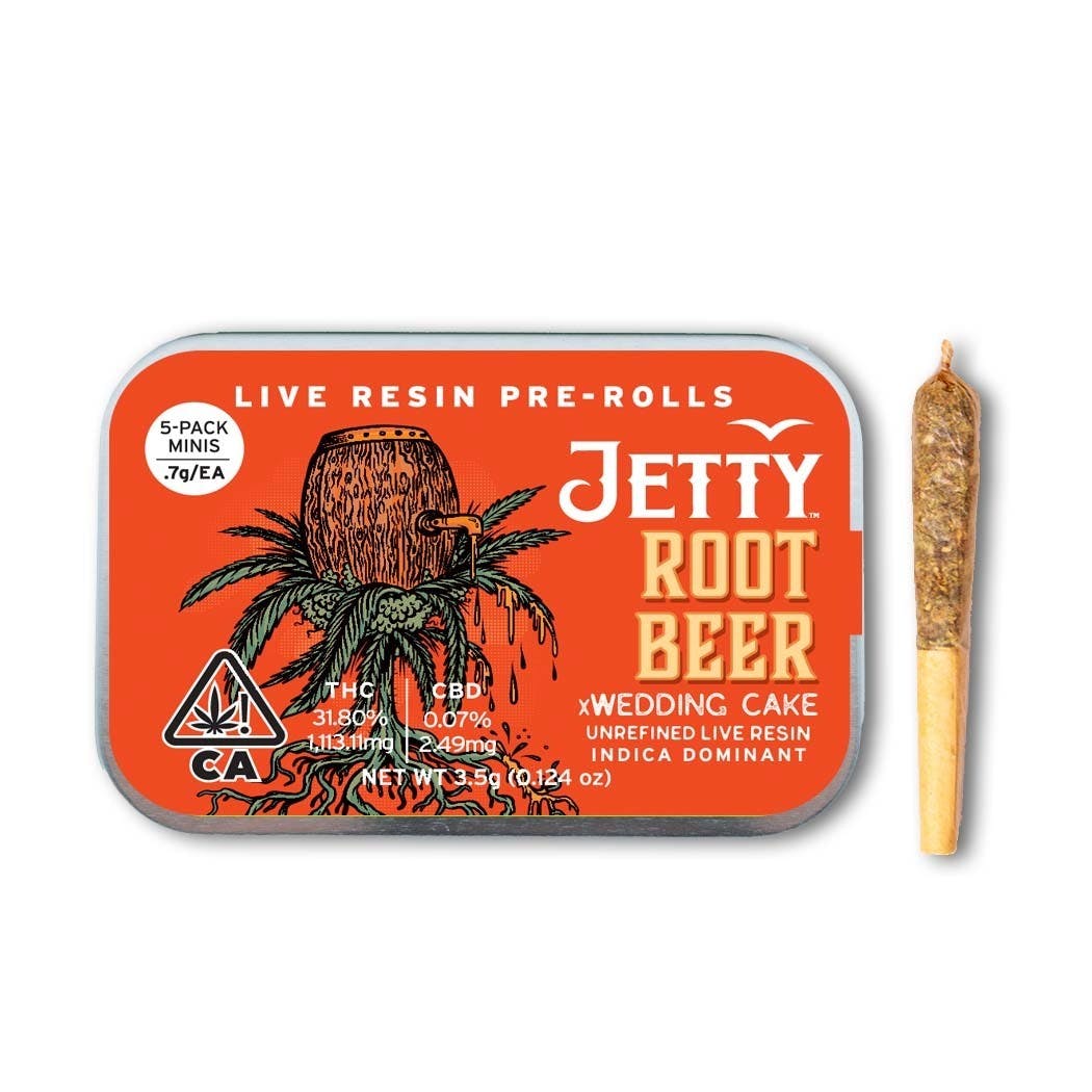 Root BeerxWedding Cake UNREFINED Live Resin Infused PreRolls 5 Pck (3.5g)