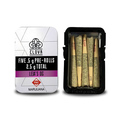 CLOVR- Pre-rolls- 0.5g 5 Pack Tins- Leia's OG