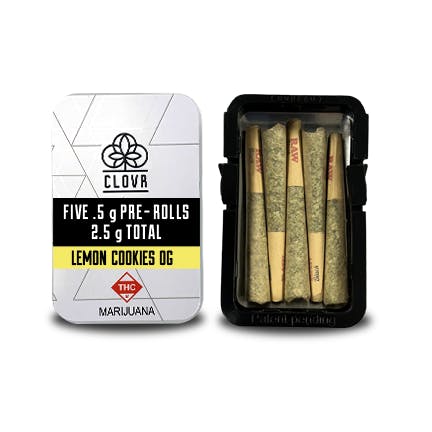 CLOVR- Pre-rolls- 0.5g 5 Pack Tins- Lemon Cookies OG