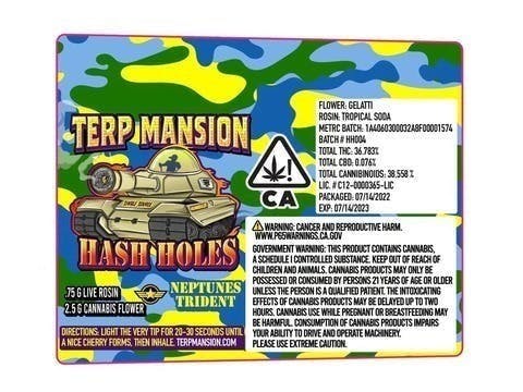 Neptune's Trident Hash Hole (2.5 Gram Flower/0.75 Gram Live Rosin)