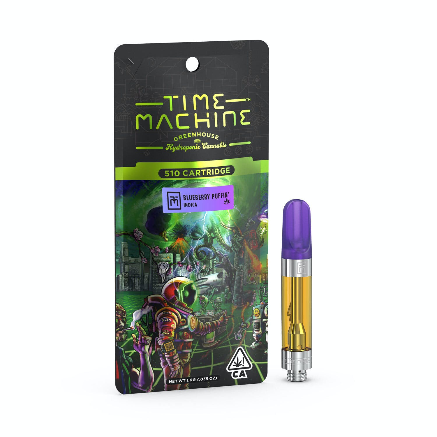 Time Machine Vape 1g Indica Blueberry Puffin'