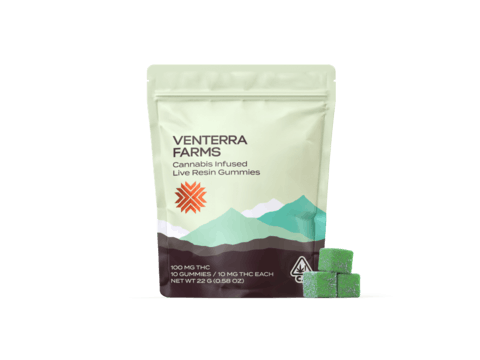 Venterra Farms | Alive - Sour Apple Vegan Live Resin Gummies + CBG (100mg)