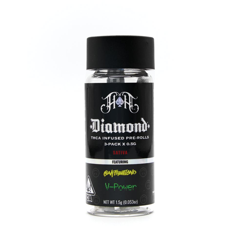 3-Pack Diamond Infused Pre-Roll: OakFruitland: V-Power