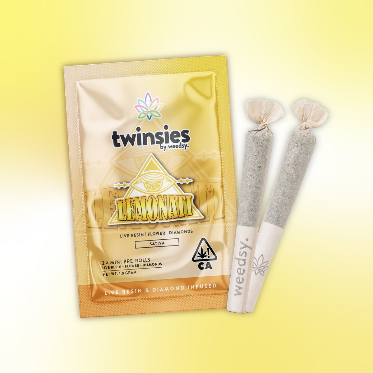 Twinsies - Lemonati 1.0G Live Resin & Diamond Infused Mini Pre-Rolls