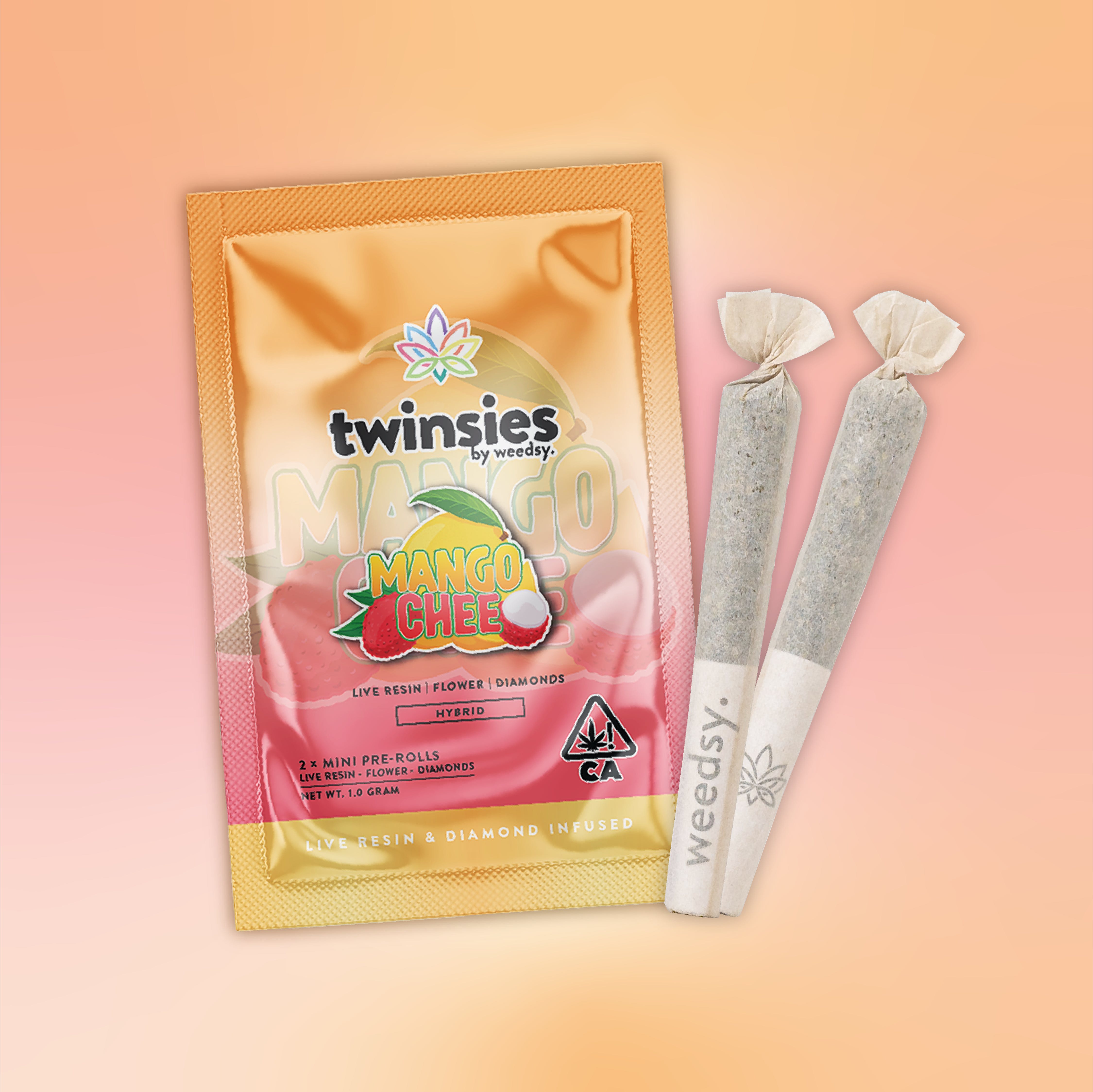 Twinsies - Mango Chee 1.0G Live Resin & Diamond Infused Mini Pre-Rolls