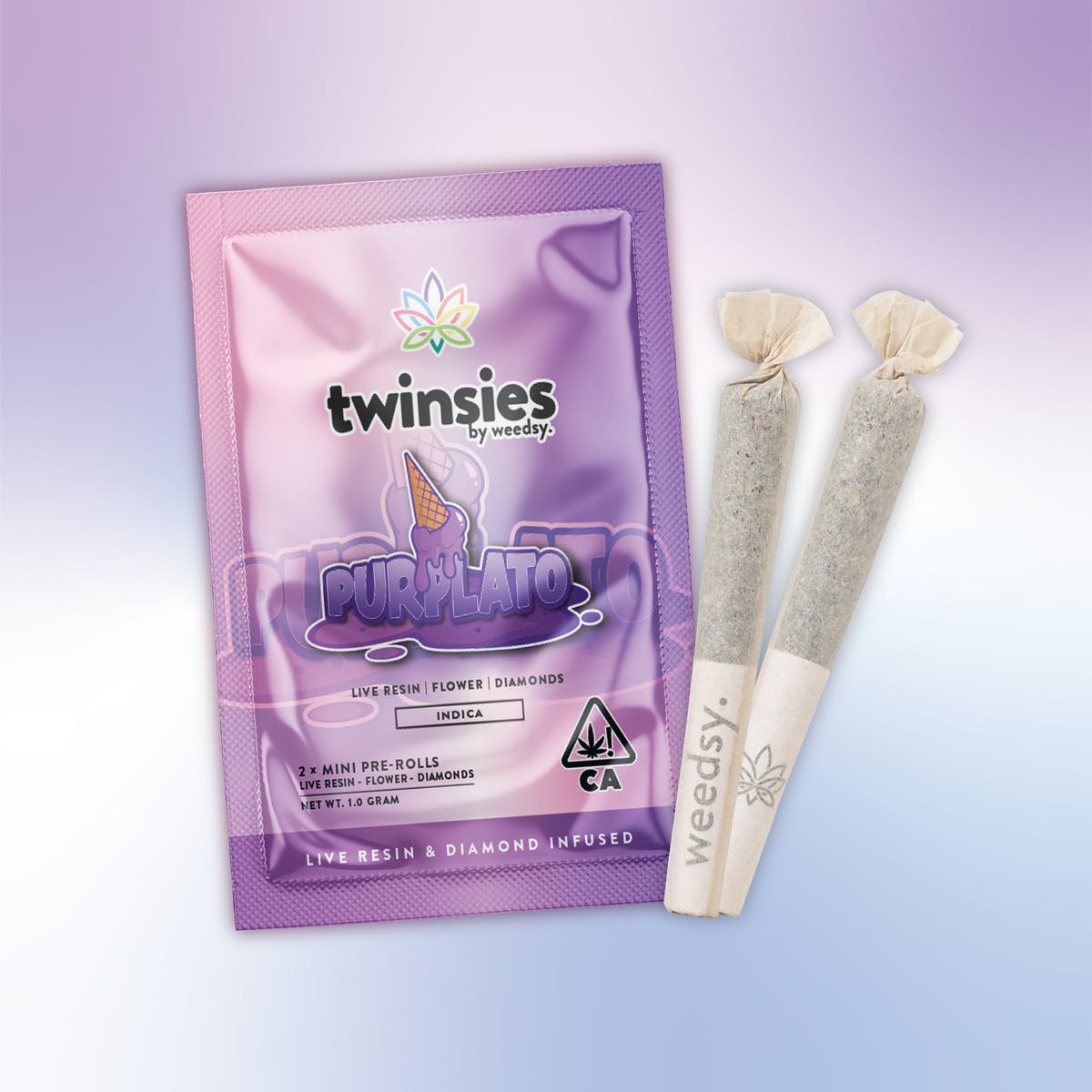 Twinsies - Purplatto 1.0G Live Resin & Diamond Infused Mini Pre-Rolls