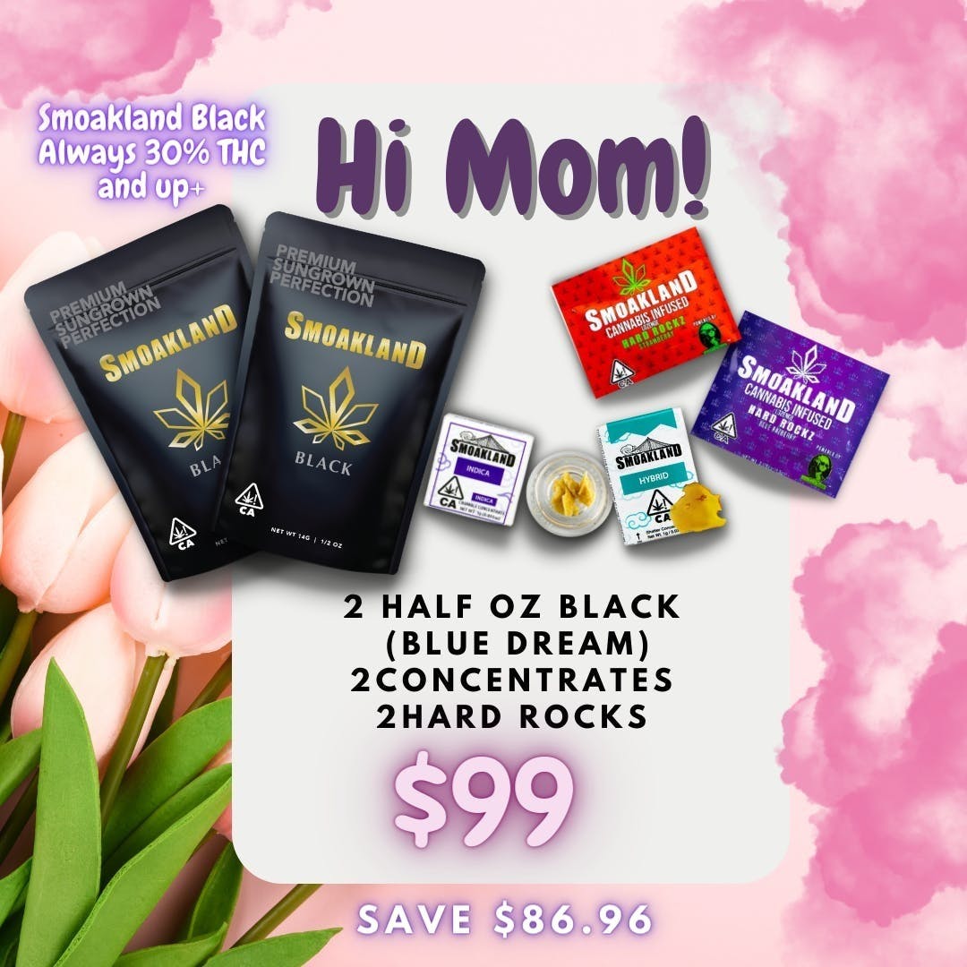 Hi MoM - 1OZ Black Blue Dream, 2 Concentrates, 2 HardRockz | $99