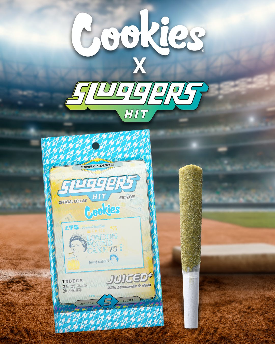 Cookies x Sluggers - 5pk Pre Rolls - London Pound Cake 75
