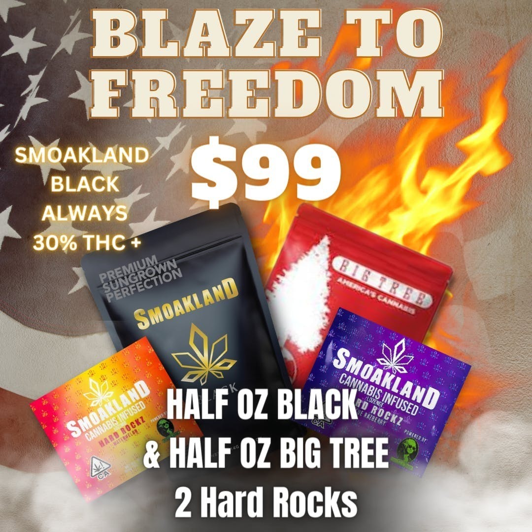 Blaze To Freedom | Half OZ Black, Half OZ Big Tree, 2 Hard Rocks