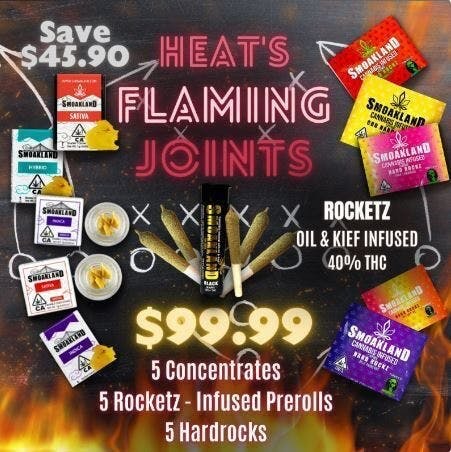 Heat's Flaming Joints | 5 Infused Pre-rolls, 5 Concentrates, 5 Hardrock