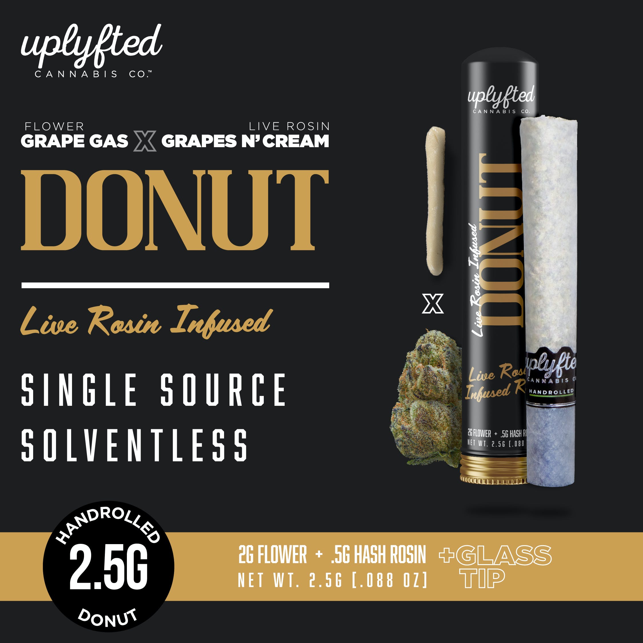 2.5g Live Rosin Donut - Grape Gas x Grapes N' Cream Live Rosin
