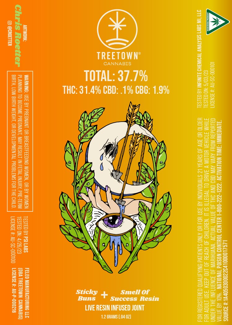 *THC 37.7%* Sticky Buns X Smell of Success Resin (Artist Series #Sunflower)