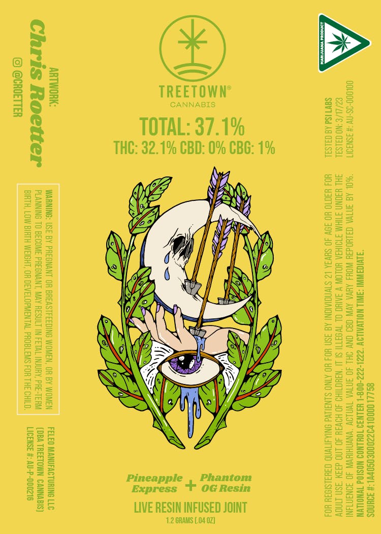 THC 37.1%* Pineapple Express X Phantom OG (Artist Series #1Light Yellow)