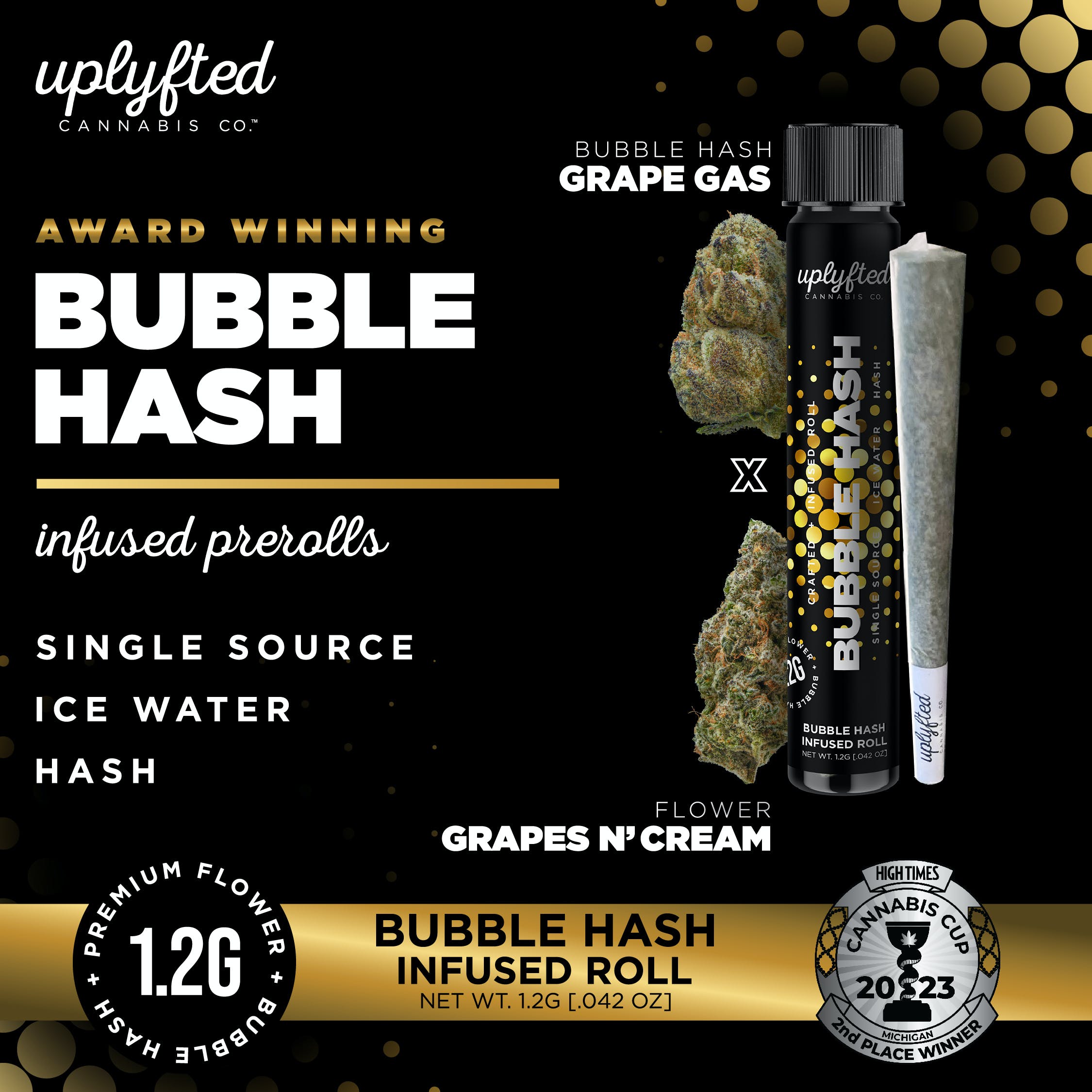 1.2g Bubble Hash Infused Pre-Roll - Grape Gas x Grapes N' Cream