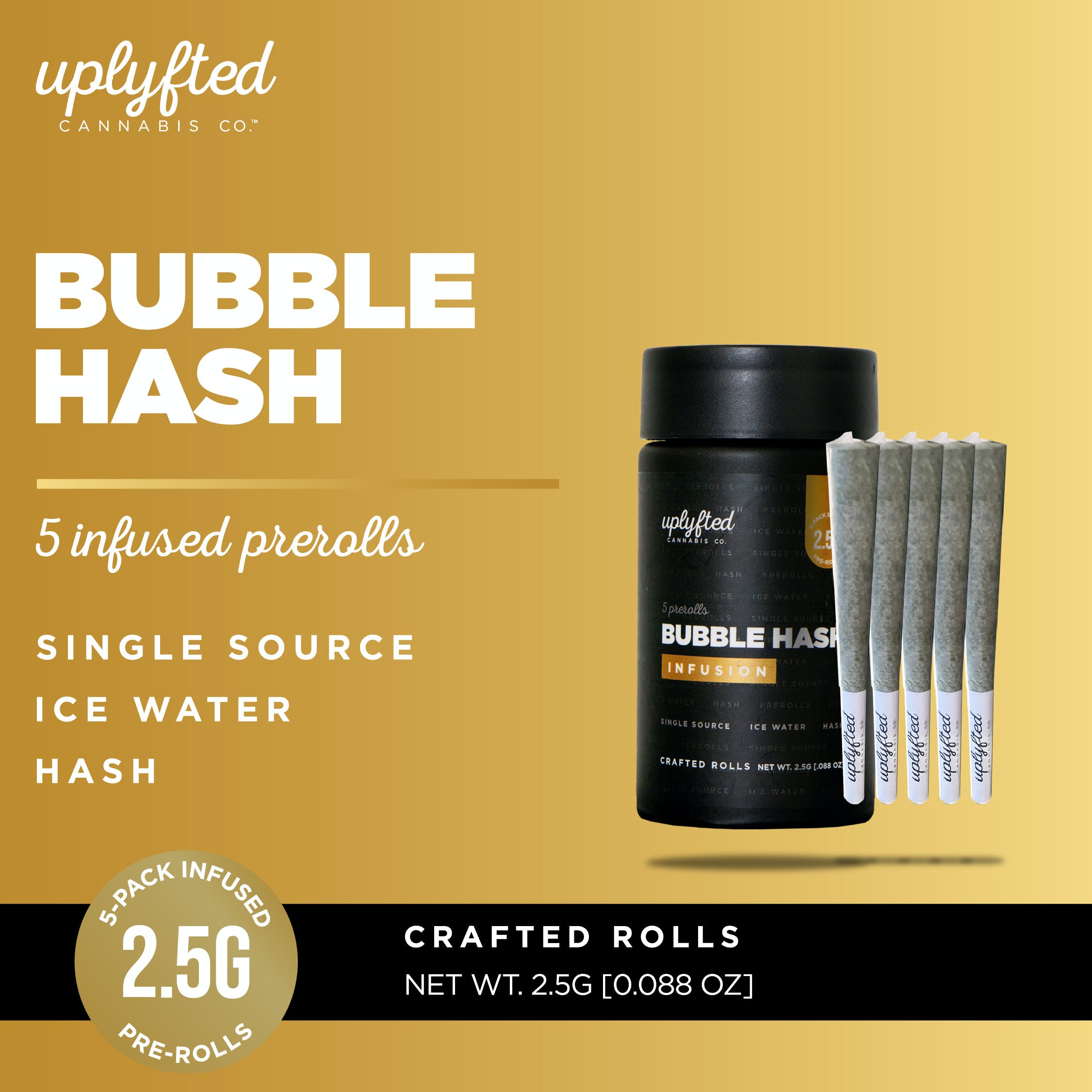 0.5g Bubble Hash Infused Pre-Rolls - 5 Pack - Greazy Runtz X Super Runtz