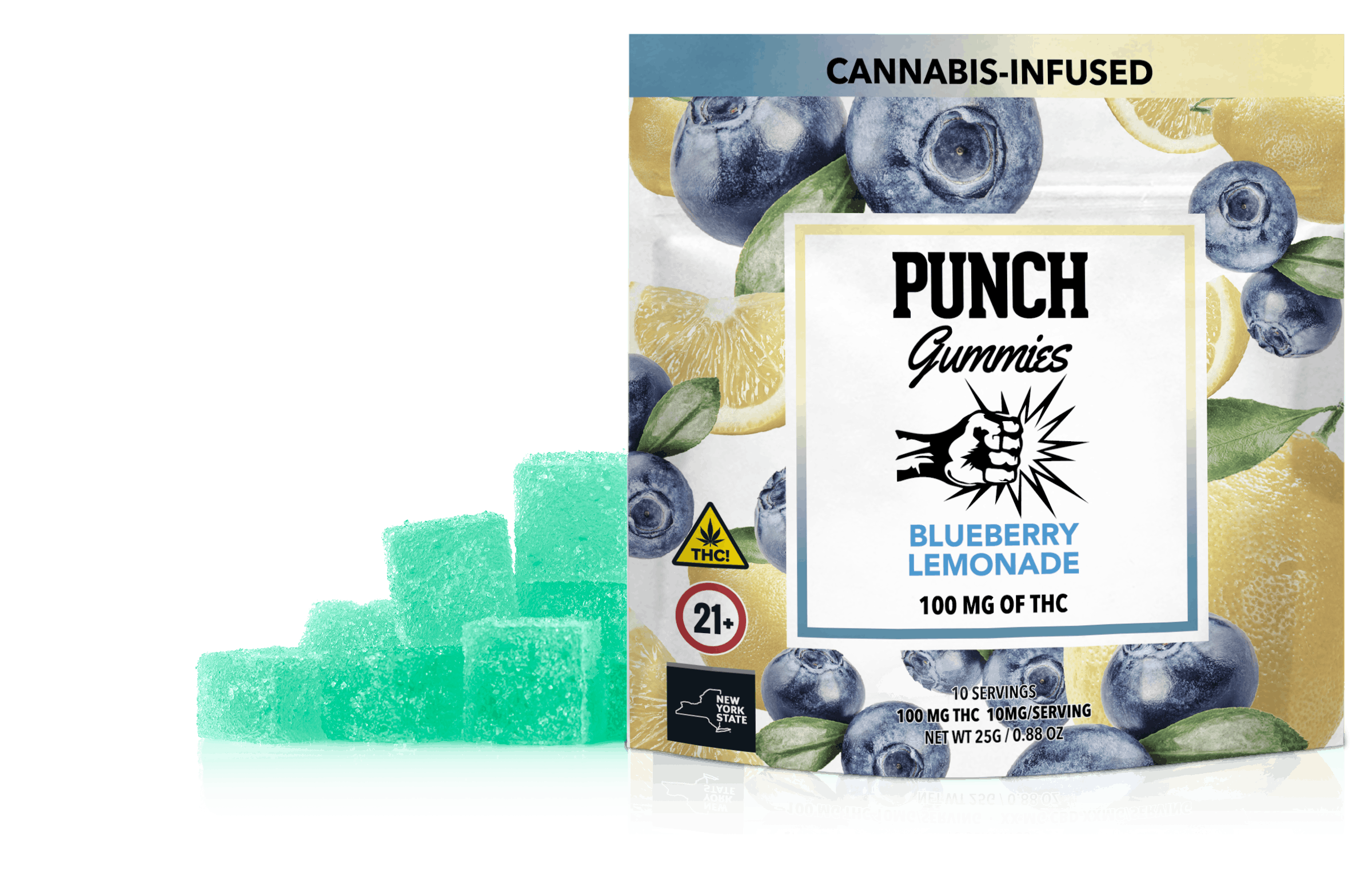 Punch Edibles - 100mg Sugar Coated Gummies- Blueberry Lemonade