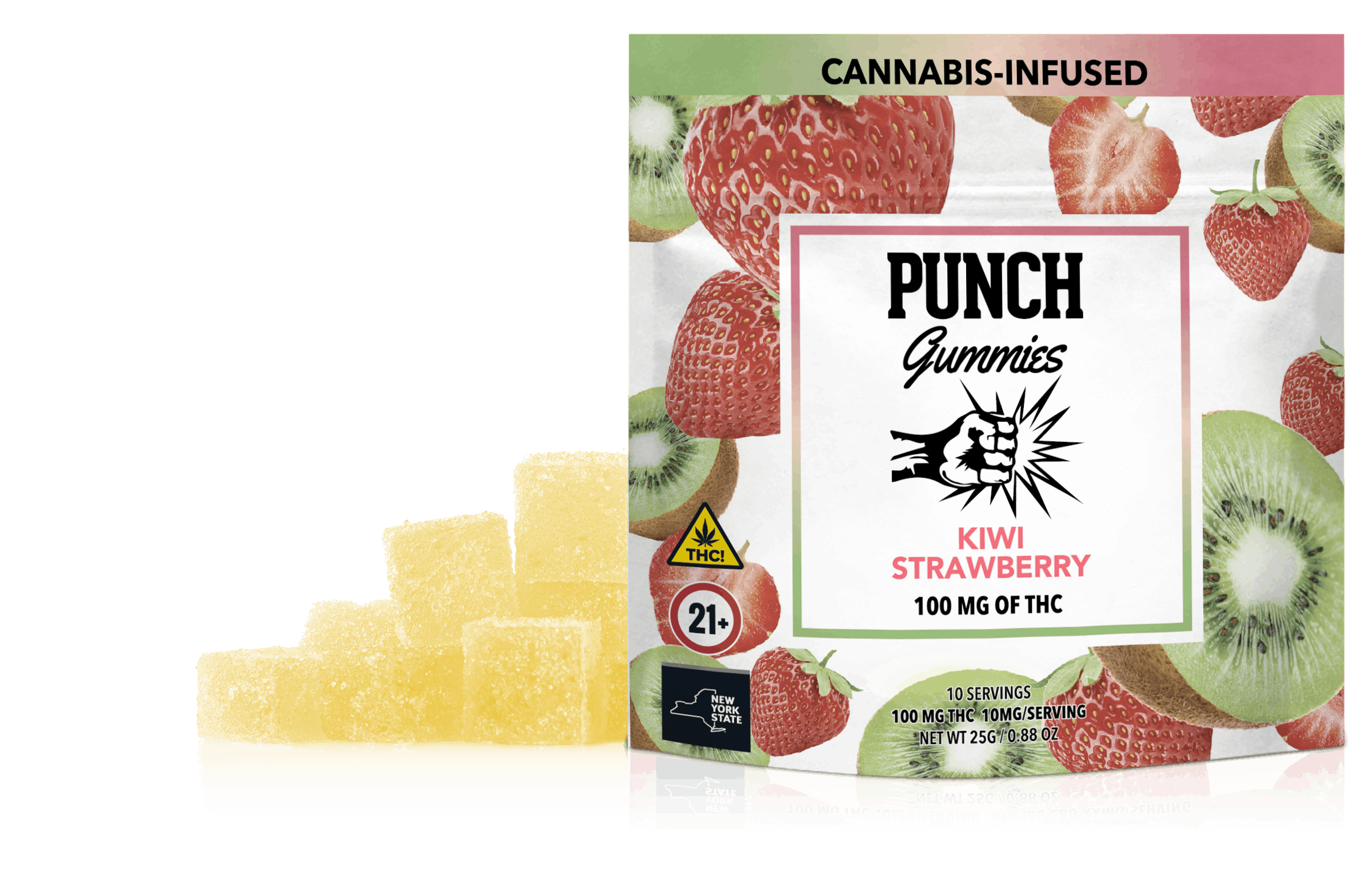Punch Edibles - 100mg Sugar Coated Gummies- Kiwi Strawberry