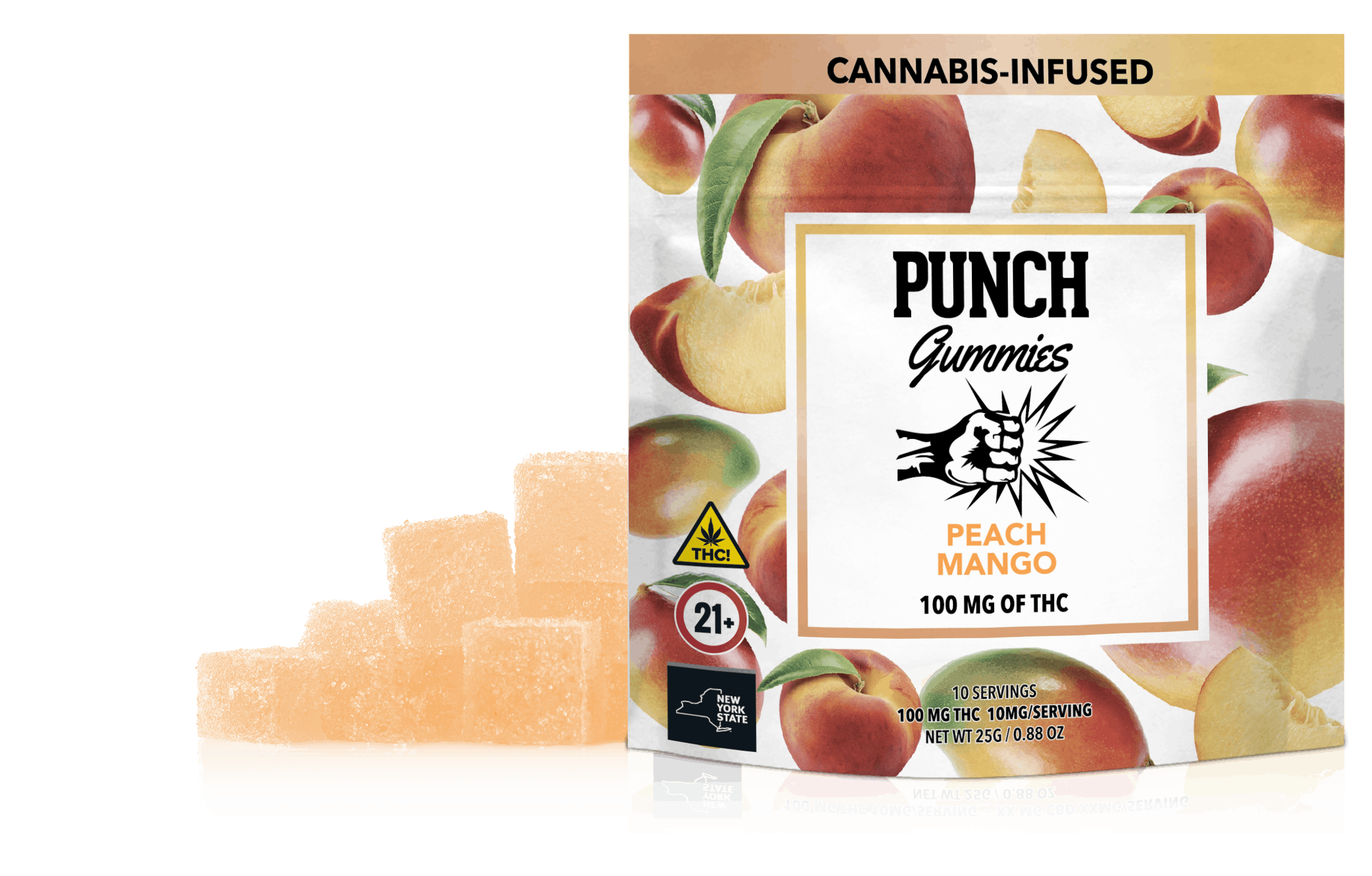 Punch Edibles - 100mg Sugar Coated Gummies- Peach Mango