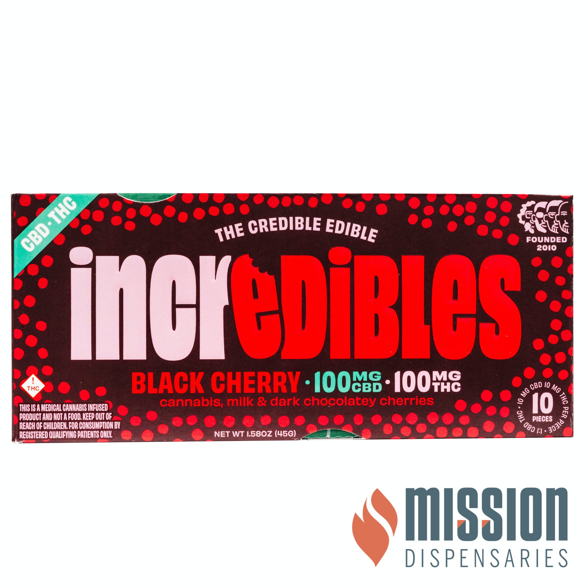 Chocolate Bar | Incredibles | Black Cherry [1:1 CBD/THC]