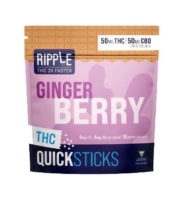 RIPPLE QUICKSTICKS GINGERBERRY 1:1 50MG THC/50MG CBD MED