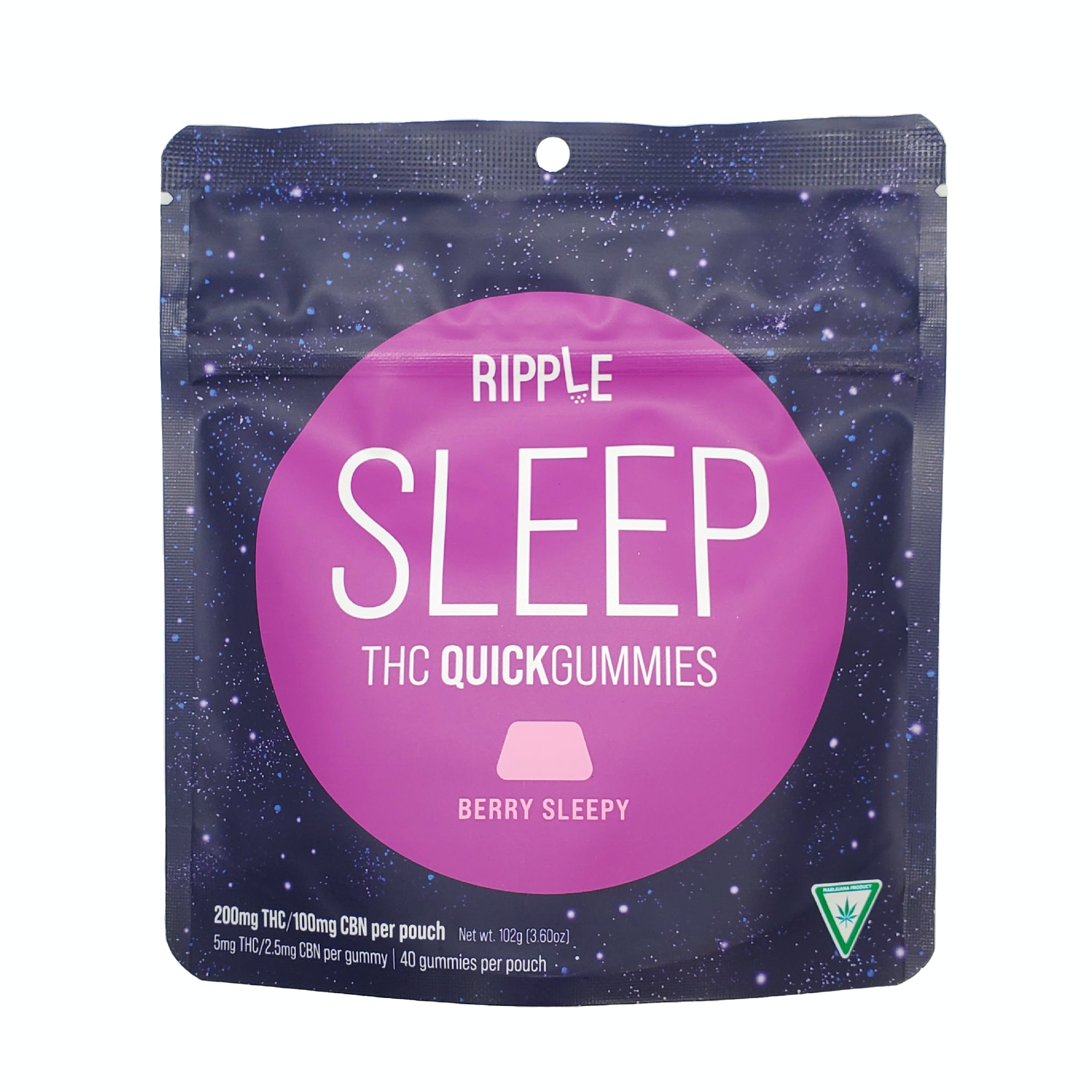 RIPPLE QUICKGUMMIES BERRY SLEEP 200MG THC/ 100MG CBN REC
